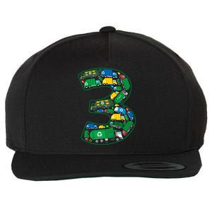 Garbage Truck Boy 3rd Birthday 3 Years Old Garbage Truck Boy Wool Snapback Cap