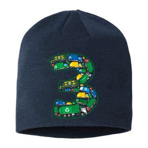 Garbage Truck Boy 3rd Birthday 3 Years Old Garbage Truck Boy Sustainable Beanie