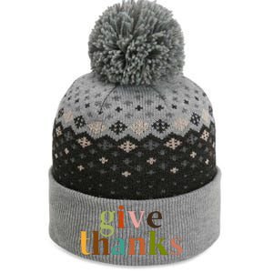 Give Thanks Be Thankful Thankgiving The Baniff Cuffed Pom Beanie