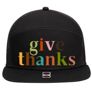 Give Thanks Be Thankful Thankgiving 7 Panel Mesh Trucker Snapback Hat