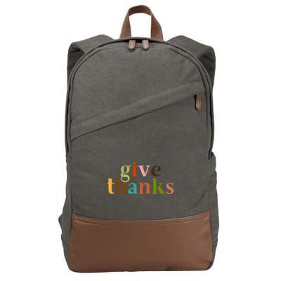 Give Thanks Be Thankful Thankgiving Cotton Canvas Backpack