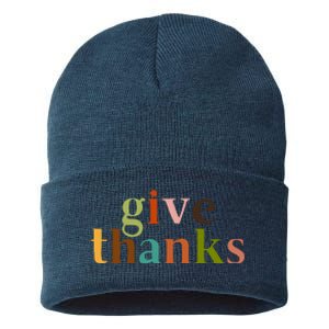 Give Thanks Be Thankful Thankgiving Sustainable Knit Beanie