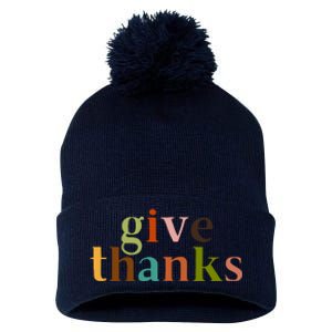 Give Thanks Be Thankful Thankgiving Pom Pom 12in Knit Beanie