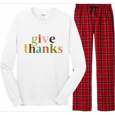 Give Thanks Be Thankful Thankgiving Long Sleeve Pajama Set