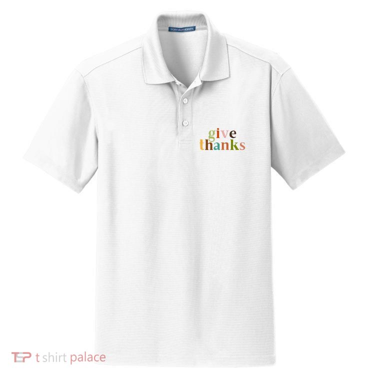 Give Thanks Be Thankful Thankgiving Dry Zone Grid Polo