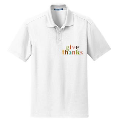 Give Thanks Be Thankful Thankgiving Dry Zone Grid Polo