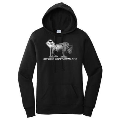 Garand Thumb Become UnGovernable Bison Women's Pullover Hoodie