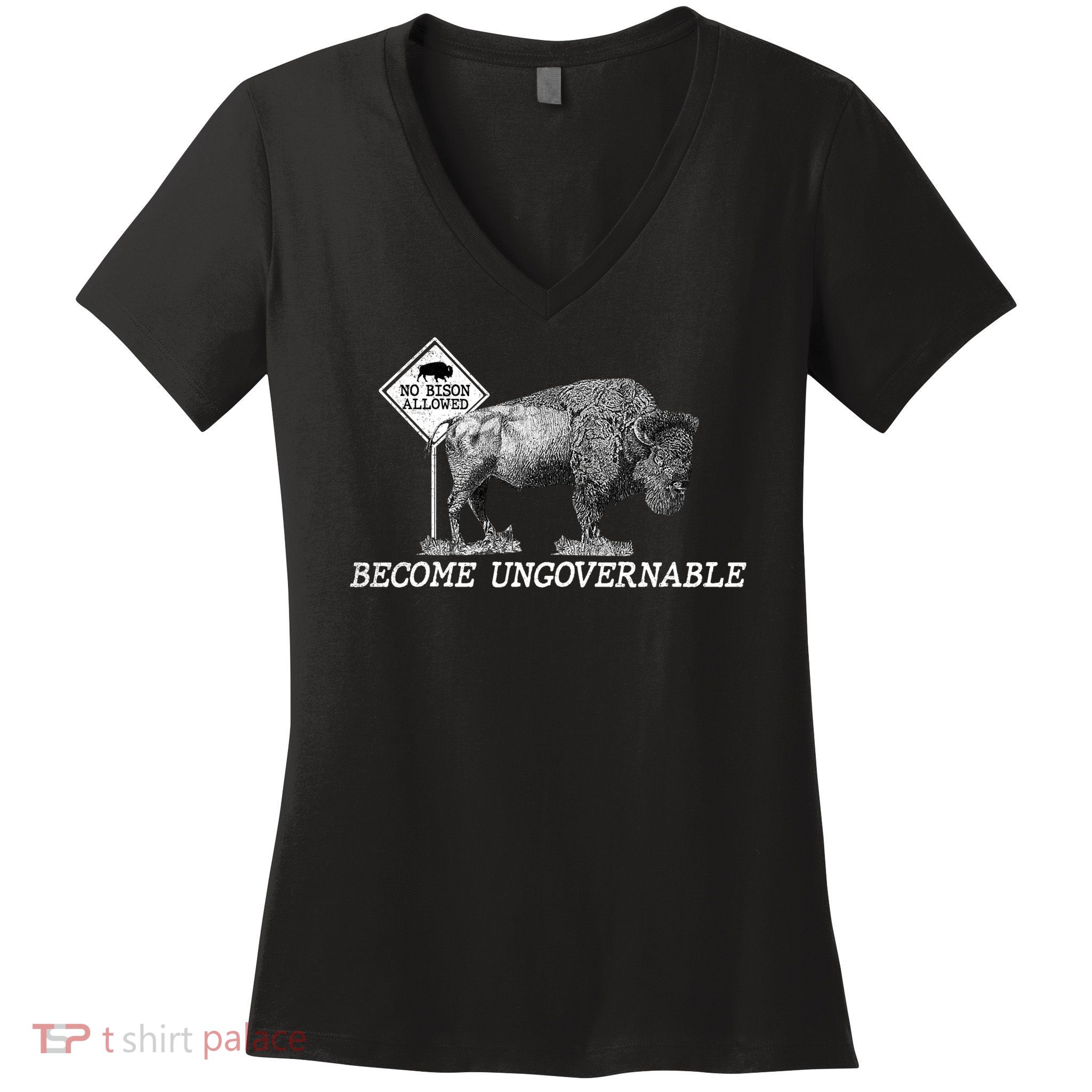 Garand Thumb Become UnGovernable Bison Women's V-Neck T-Shirt