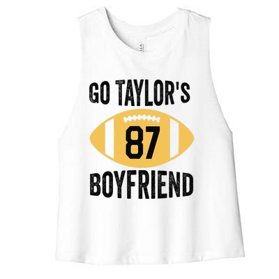 Go Taylors Boyfriend Football Funny Go TaylorS Women's Racerback Cropped Tank