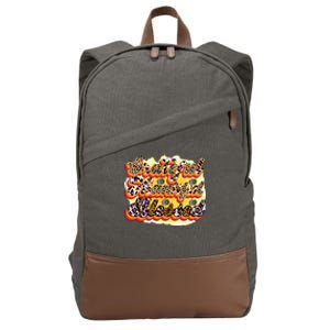 Grateful Thankful Blessed Thanksgiving Leopard Fall Vibes Gift Cotton Canvas Backpack