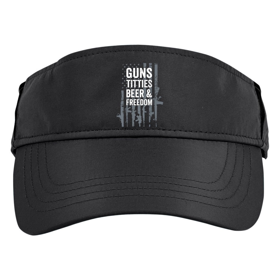Guns Titties Beer & Freedom Funny Drinking USA Flag Adult Drive Performance Visor
