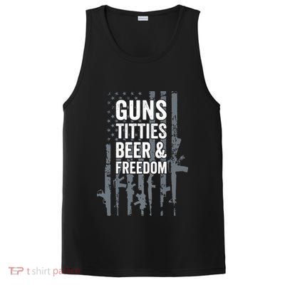 Guns Titties Beer & Freedom Funny Drinking USA Flag PosiCharge Competitor Tank
