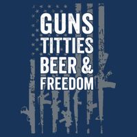 Guns Titties Beer & Freedom Funny Drinking USA Flag Cooling Performance Crew T-Shirt