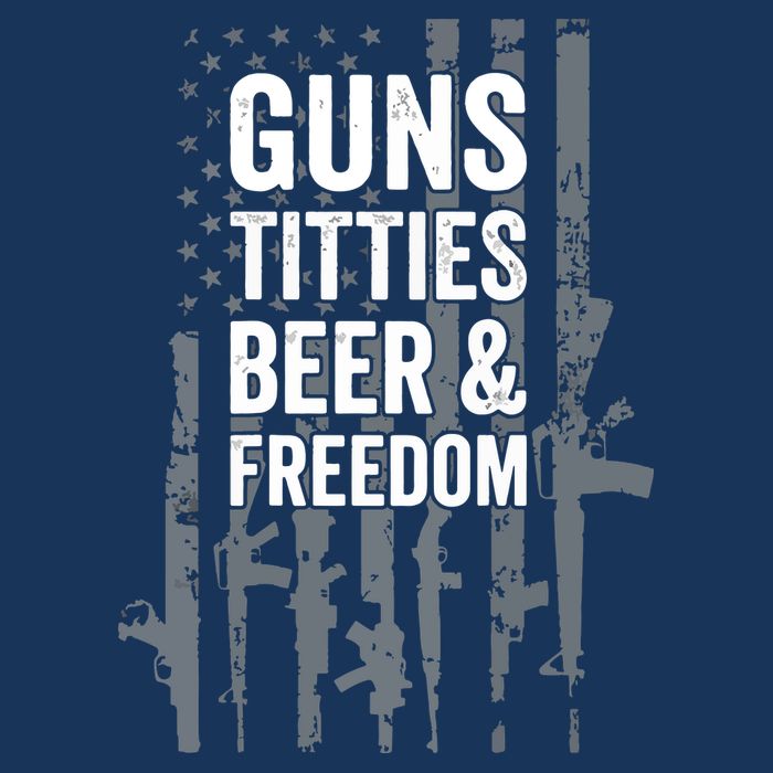Guns Titties Beer & Freedom Funny Drinking USA Flag Cooling Performance Crew T-Shirt