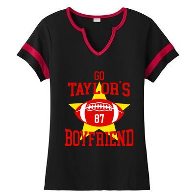 Go T.aylors Boyfriend Football Funny Go T.aylor's Boyfriend Ladies Halftime Notch Neck Tee