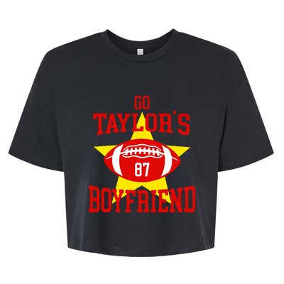 Go T.aylors Boyfriend Football Funny Go T.aylor's Boyfriend Bella+Canvas Jersey Crop Tee