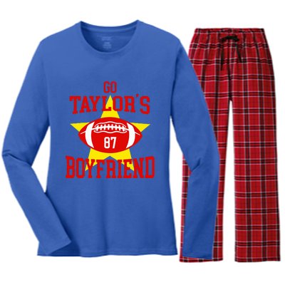 Go T.aylors Boyfriend Football Funny Go T.aylor's Boyfriend Women's Long Sleeve Flannel Pajama Set 