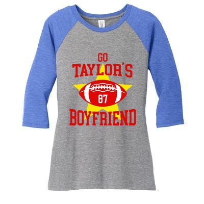 Go T.aylors Boyfriend Football Funny Go T.aylor's Boyfriend Women's Tri-Blend 3/4-Sleeve Raglan Shirt