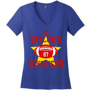 Go T.aylors Boyfriend Football Funny Go T.aylor's Boyfriend Women's V-Neck T-Shirt