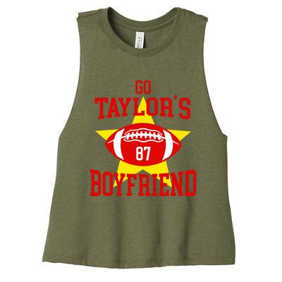 Go T.aylors Boyfriend Football Funny Go T.aylor's Boyfriend Women's Racerback Cropped Tank