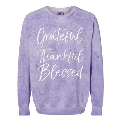 Grateful Thankful Blessed Vintage Bold Cool Christian Colorblast Crewneck Sweatshirt