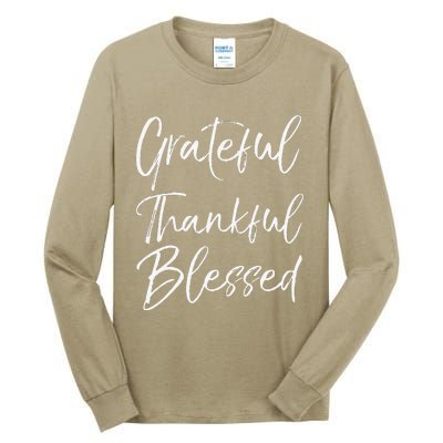 Grateful Thankful Blessed Vintage Bold Cool Christian Tall Long Sleeve T-Shirt