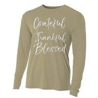 Grateful Thankful Blessed Vintage Bold Cool Christian Cooling Performance Long Sleeve Crew