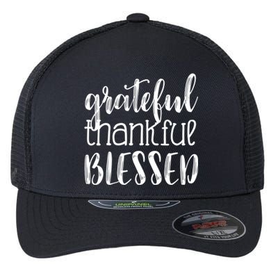 Grateful Thankful Blessed Gift Thanksgiving Flexfit Unipanel Trucker Cap