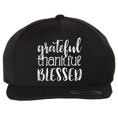 Grateful Thankful Blessed Gift Thanksgiving Wool Snapback Cap