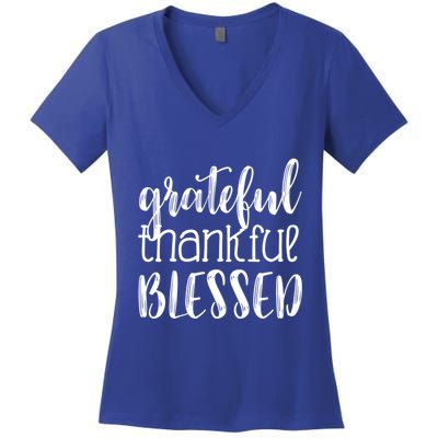 Grateful Thankful Blessed Gift Thanksgiving Women's V-Neck T-Shirt
