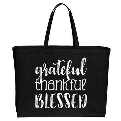 Grateful Thankful Blessed Gift Thanksgiving Cotton Canvas Jumbo Tote