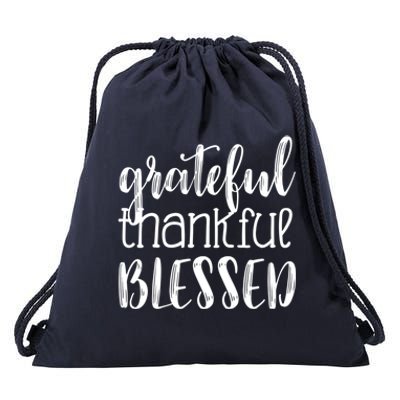 Grateful Thankful Blessed Gift Thanksgiving Drawstring Bag