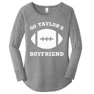 Go T.aylor's Boyfriend Football Red Women's Perfect Tri Tunic Long Sleeve Shirt