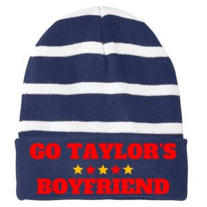 Go TaylorS Boyfriend Football Fan Striped Beanie with Solid Band