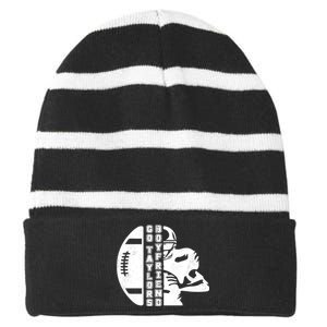 Go Taylors Boyfriend Funny Football Striped Beanie with Solid Band