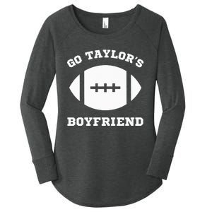 Go T.aylor's Boyfriend Football Red Women's Perfect Tri Tunic Long Sleeve Shirt