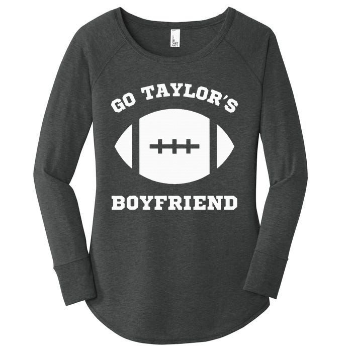 Go T.aylor's Boyfriend Football Red Women's Perfect Tri Tunic Long Sleeve Shirt