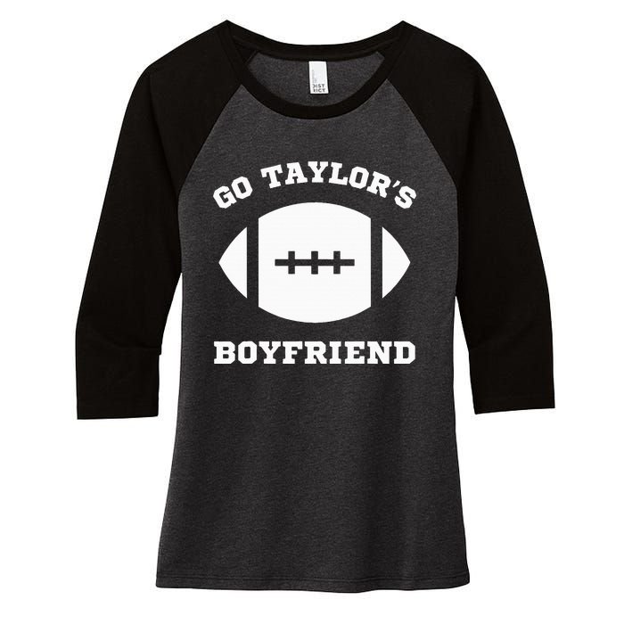 Go T.aylor's Boyfriend Football Red Women's Tri-Blend 3/4-Sleeve Raglan Shirt