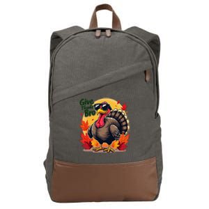 Give Thanks Bro Cute Turkey Thankful Thanksgiving Cotton Canvas Backpack