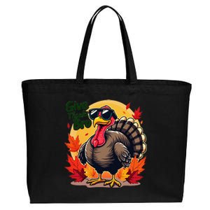 Give Thanks Bro Cute Turkey Thankful Thanksgiving Cotton Canvas Jumbo Tote