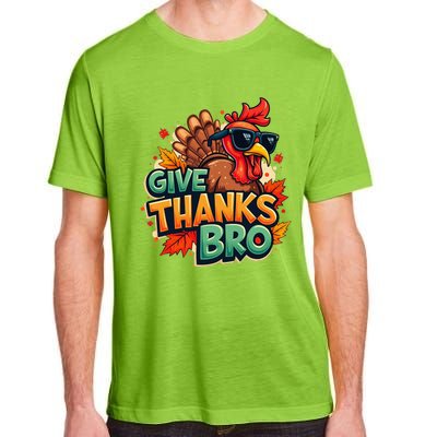 Give Thanks Bro Cute Turkey Thankful Thanksgiving Adult ChromaSoft Performance T-Shirt