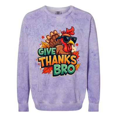 Give Thanks Bro Cute Turkey Thankful Thanksgiving Colorblast Crewneck Sweatshirt