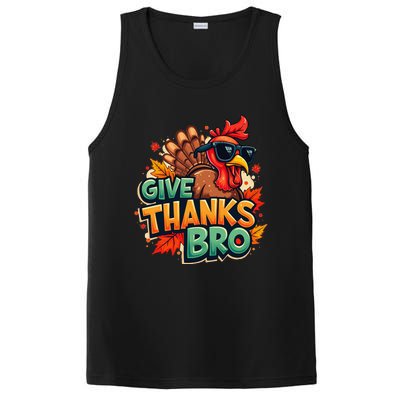 Give Thanks Bro Cute Turkey Thankful Thanksgiving PosiCharge Competitor Tank