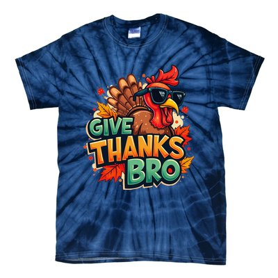 Give Thanks Bro Cute Turkey Thankful Thanksgiving Tie-Dye T-Shirt