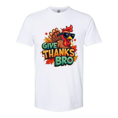 Give Thanks Bro Cute Turkey Thankful Thanksgiving Softstyle CVC T-Shirt