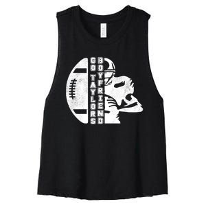 Go Taylors Boyfriend Funny Football Women's Racerback Cropped Tank