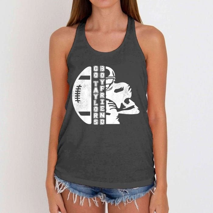 Go Taylors Boyfriend Funny Football Women's Knotted Racerback Tank