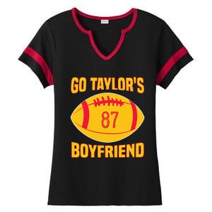 Go T.aylors Boyfriend Football Funny Go T.aylor's Boyfriend Ladies Halftime Notch Neck Tee