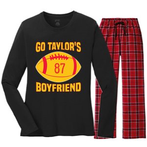 Go T.aylors Boyfriend Football Funny Go T.aylor's Boyfriend Women's Long Sleeve Flannel Pajama Set 