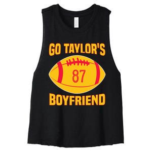 Go T.aylors Boyfriend Football Funny Go T.aylor's Boyfriend Women's Racerback Cropped Tank